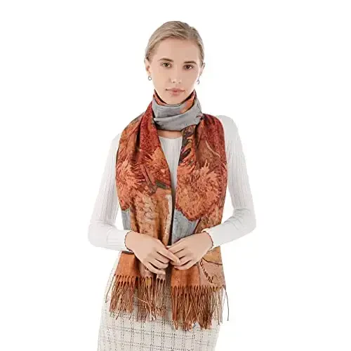 XINYUN Van Gogh Scarf with Sunflower Soft CasModazoneere Floral Shawls Winter Long Printed Scarves Large PasModazoneina Blanket Scarf for Women Gift - 5