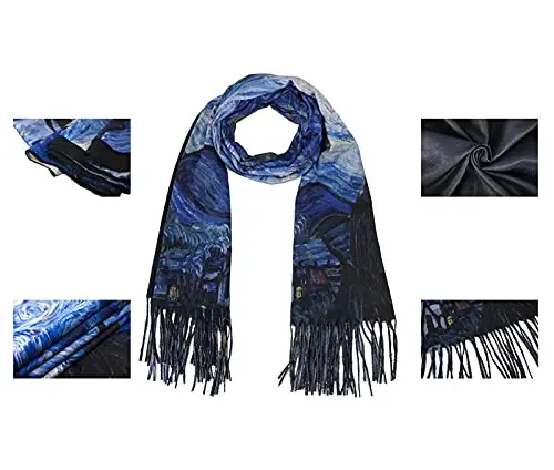XINYUN Kadın Moda Eşarp Sanat Baskılı Püsküllü Yumuşak Kaşmir Sıcak Büyük Battaniye Şal Hediye için - 5