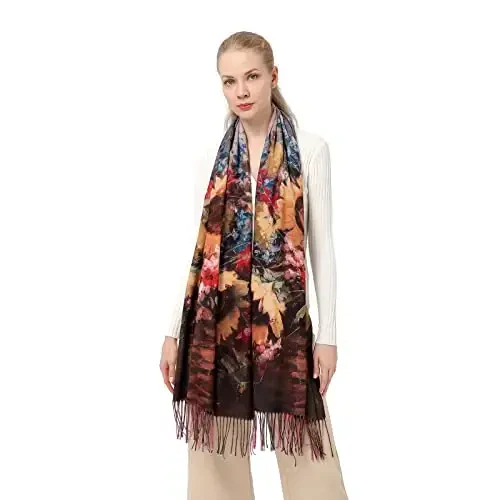 XINYUN Large Shawl Scarf for Women Gift Floral Print Soft CasModazoneere Tassel Scarves Warm Fashion Blanket PasModazoneina Shawl Wrap for Fall Winter - 2