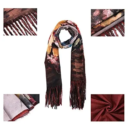 XINYUN Large Shawl Scarf for Women Gift Floral Print Soft CasModazoneere Tassel Scarves Warm Fashion Blanket PasModazoneina Shawl Wrap for Fall Winter - 6