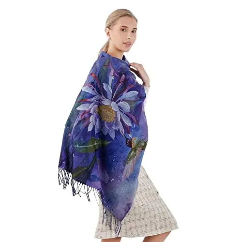 XINYUN Women's Fashion Scarf with Art Printed Tassel Soft CasModazoneere Warm Large Blanket Wrap Shawl for gift - 4
