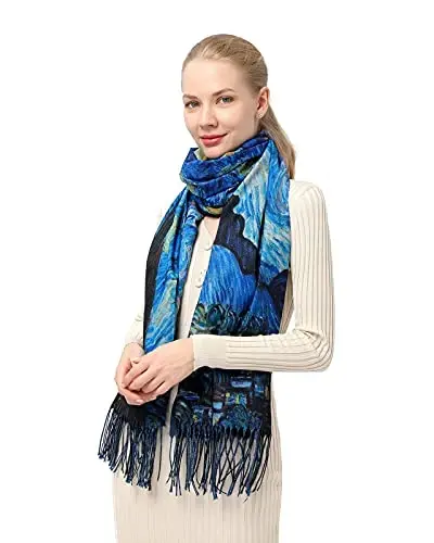 XINYUN Women's Fashion Scarf with Art Printed Tassel Soft CasModazoneere Warm Large Blanket Wrap Shawl for gift - 2