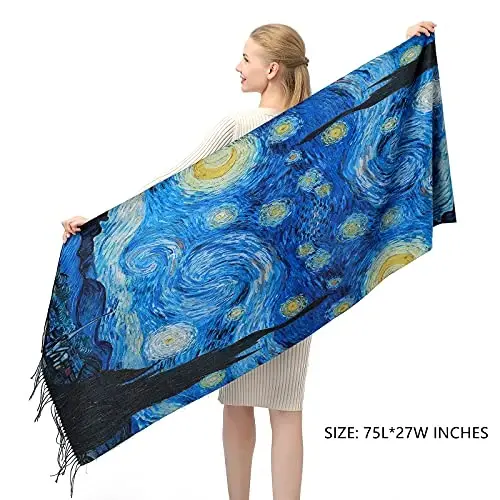 XINYUN Women's Fashion Scarf with Art Printed Tassel Soft CasModazoneere Warm Large Blanket Wrap Shawl for gift - 3