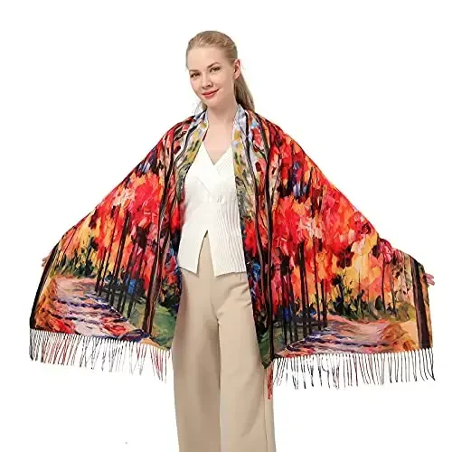 XINYUN Women's Fashion Scarf with Art Printed Tassel Soft CasModazoneere Warm Large Blanket Wrap Shawl for gift - 1