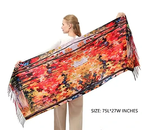 XINYUN Women's Fashion Scarf with Art Printed Tassel Soft CasModazoneere Warm Large Blanket Wrap Shawl for gift - 4
