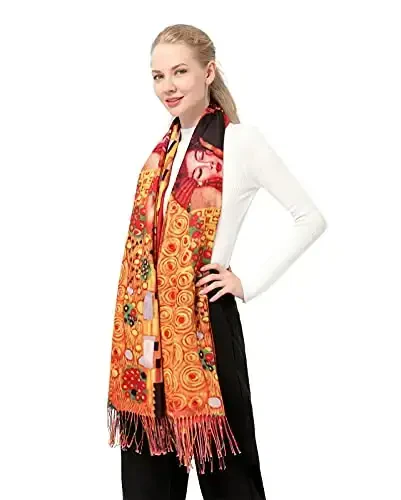 XINYUN Women's Fashion Scarf with Art Printed Tassel Soft CasModazoneere Warm Large Blanket Wrap Shawl for gift - 1