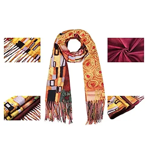 XINYUN Women's Fashion Scarf with Art Printed Tassel Soft CasModazoneere Warm Large Blanket Wrap Shawl for gift - 6