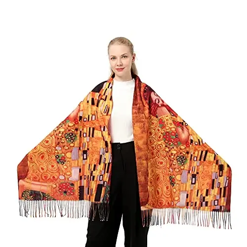 XINYUN Women's Fashion Scarf with Art Printed Tassel Soft CasModazoneere Warm Large Blanket Wrap Shawl for gift - 2