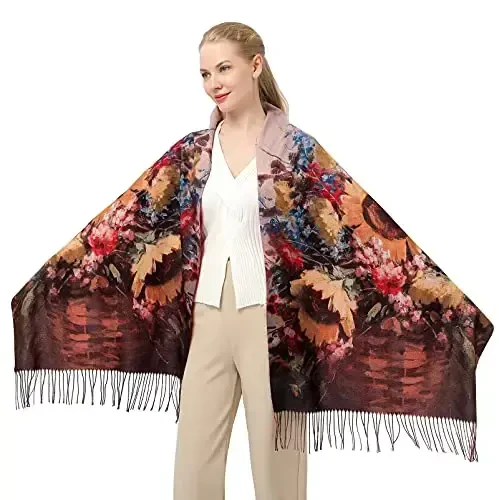 XINYUN Women's Fashion Scarf with Art Printed Tassel Soft CasModazoneere Warm Large Blanket Wrap Shawl for gift - 1