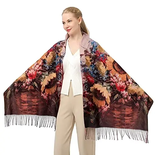 XINYUN Women's Fashion Scarf with Art Printed Tassel Soft CasModazoneere Warm Large Blanket Wrap Shawl for gift - MODAZONE