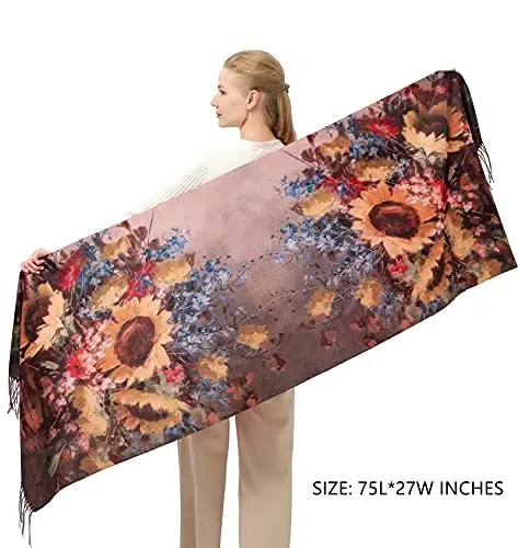 XINYUN Women's Fashion Scarf with Art Printed Tassel Soft CasModazoneere Warm Large Blanket Wrap Shawl for gift - 4