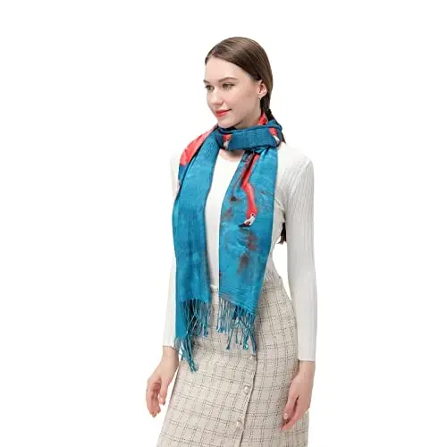 XINYUN Women's Fashion Scarf with Art Printed Tassel Soft Casual Warm Large Blanket Wrap Shawl for gift - 3