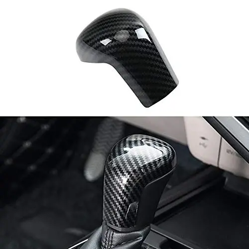 XITER ABS Carbon Fiber Car Interior Auto Gear Shift Knob Frame Cap Cover Trim Car Protect Accessories Case for Toyota Camry 2018-2025 for Corolla 2020-2024 Automatic Transmission-Carbon Fiber Black - 1