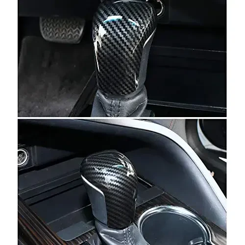 XITER ABS Carbon Fiber Car Interior Auto Gear Shift Knob Frame Cap Cover Trim Car Protect Accessories Case for Toyota Camry 2018-2025 for Corolla 2020-2024 Automatic Transmission-Carbon Fiber Black - 6