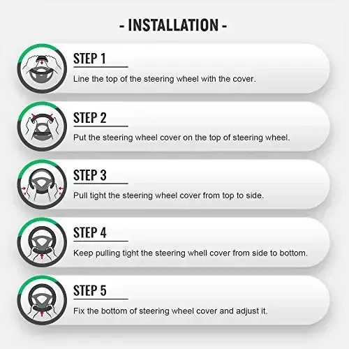 Xizopucy 14 dyuymli rul g'ildiragi qopqog'i, Prius, Civic, S, (14-14.25 dyuym) - Qora mikrofiber charm nafas oladigan, sirpanishga qarshi avtomobil aksessuarlari - 3