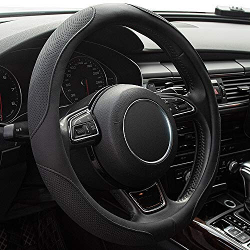 Xizopucy Car Steering Wheel Cover, 14.5-15 Inch Black Universal Microfiber Leather Covers Breathable Anti-Slip Odorless Steering Wheels Accessories for Men Women - 1