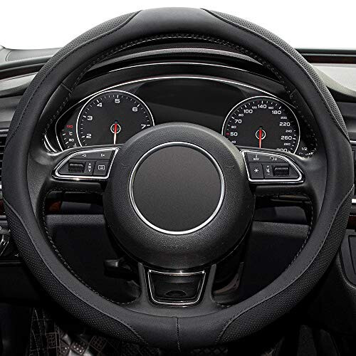 Xizopucy Car Steering Wheel Cover, 14.5-15 Inch Black Universal Microfiber Leather Covers Breathable Anti-Slip Odorless Steering Wheels Accessories for Men Women - 2