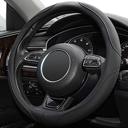 Xizopucy Car Steering Wheel Cover, 14.5-15 Inch Black Universal Microfiber Leather Covers Breathable Anti-Slip Odorless Steering Wheels Accessories for Men Women - 3