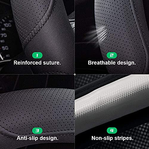 Xizopucy Car Steering Wheel Cover, 14.5-15 Inch Black Universal Microfiber Leather Covers Breathable Anti-Slip Odorless Steering Wheels Accessories for Men Women - 4