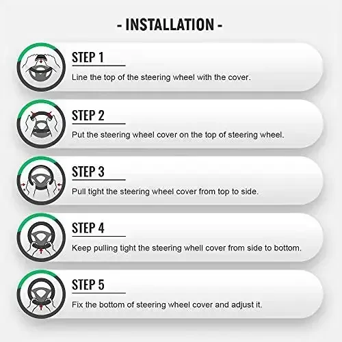 Xizopucy Steering Wheel Covers Gray Universal Microfiber Leather, Suitable for 14 1/2-15 inch Car Steering Wheel Cover, Breathable, Anti Slip & Odor - 5