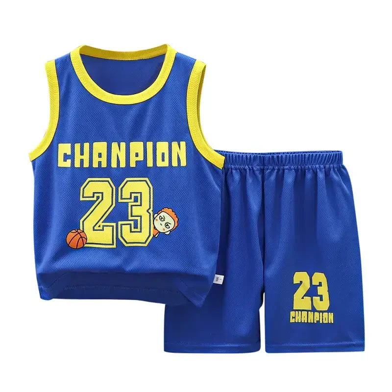 XJDJHC Boys Summer Beach Outfits Clothes Kids Sports Shorts Sets Boys Jerseys Tracksuit 2 Piece Basketball Performance Tank Top And Mesh Shorts Set Fashion Streetwear 5-6 Years - 2