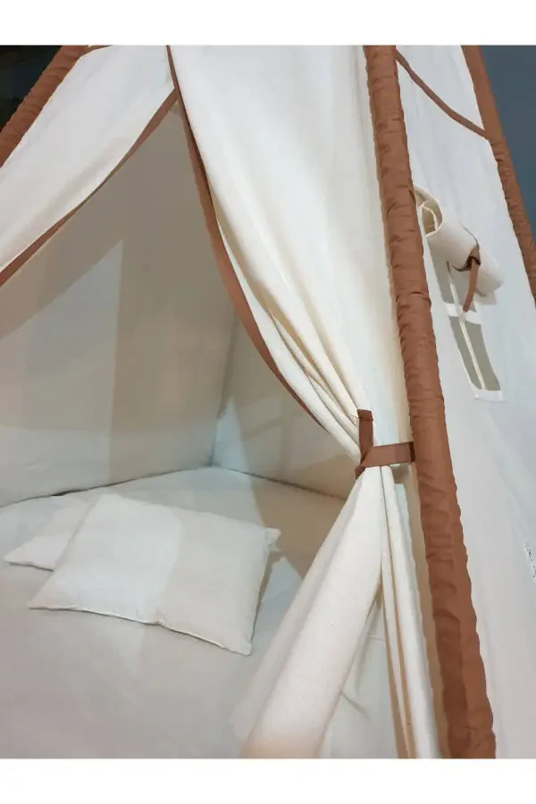 XL Children's Play Tent LED Lighted Native American Teepee Play House with Mat and Cushions - 3