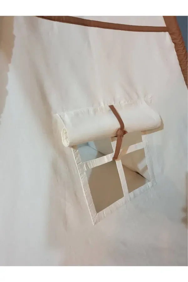 GrandeTent XL Çocuk Oyun Çadırı LED Işıklı Kızıldereli Çadırı Oyun Evi Minder ve Yastıklı-Kahve Çizgili - 2