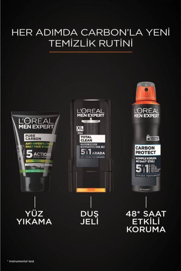 Xl Erkaklar uchun Parvarish To'plami Total Clean Dush Geli Pure Charcoal Yuz Yuvish Geli Deodorant Roll On - 14