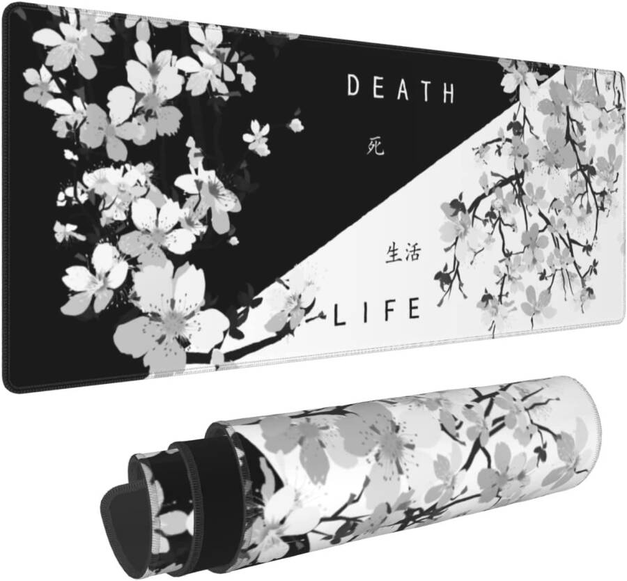 XL size, 31.5 x 11.8 inch, Japanese art style Sakura design, large non-slip rubber base, stitched edges, gaming mousepad. - 1