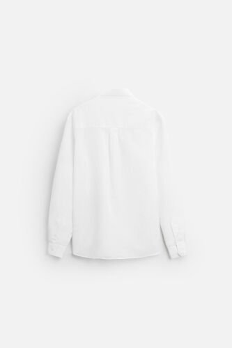 Хлопчатобумажная льняная рубашка-Белая - 9