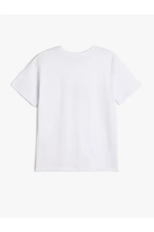 Хлопковая белая женская футболка с принтом ракушек 5SAK50127EK - 2