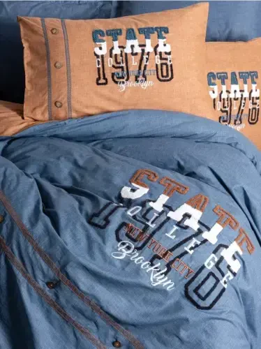 Хлопковая коробка Mood Вышитый Ranforce Двуспальный комплект постельного белья State Cinnamon - NEVRESIMDUNYASI (1)