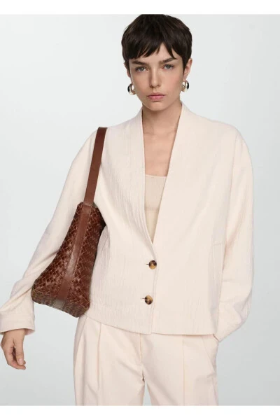 Хлопковая куртка с V-образным вырезом - MANGO