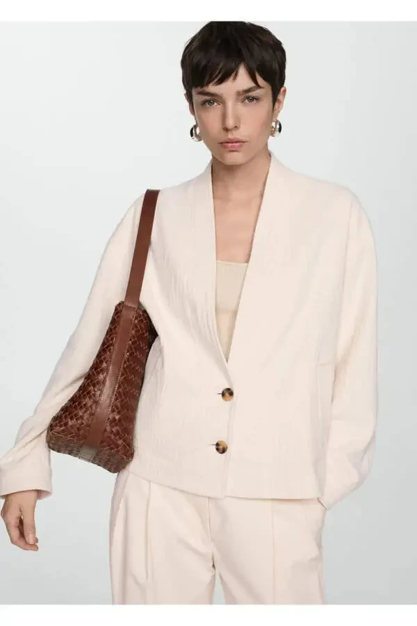 Хлопковая куртка с V-образным вырезом - 1