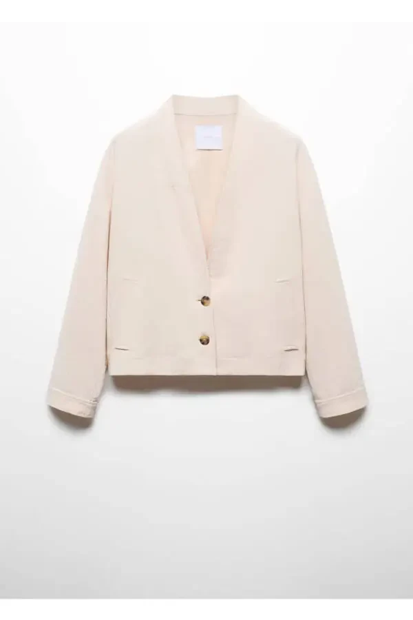 Хлопковая куртка с V-образным вырезом - 3