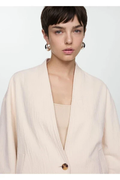 Хлопковая куртка с V-образным вырезом - 5