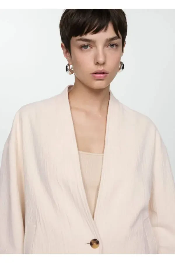 Хлопковая куртка с V-образным вырезом - 5