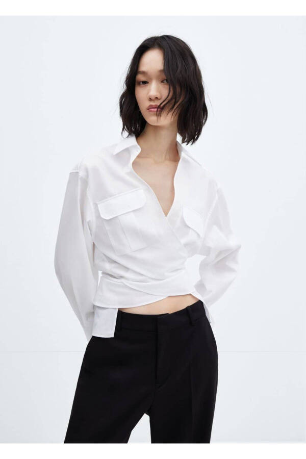 Хлопковая рубашка крест-накрест - 1