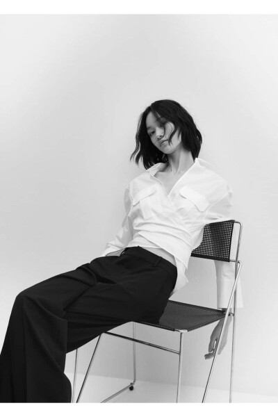 Хлопковая рубашка крест-накрест - 5