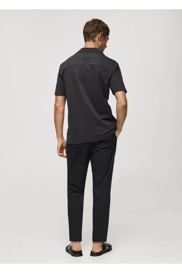 Хлопковая рубашка с воротником-боулинг - 4