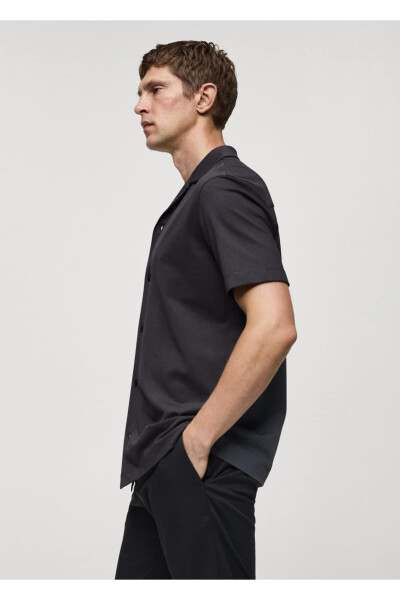 Хлопковая рубашка с воротником-боулинг - 5