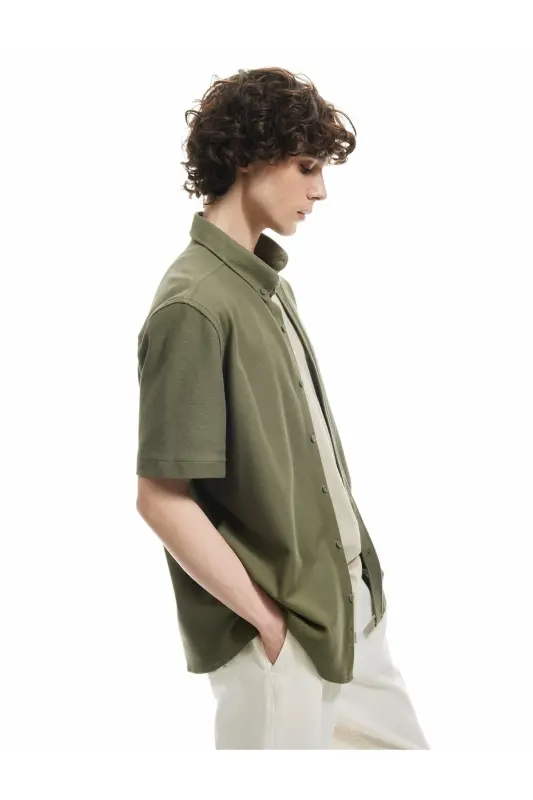 Хлопковая тенниска-поло Regular Fit из ткани пике с пуговицами и коротким рукавом - 1