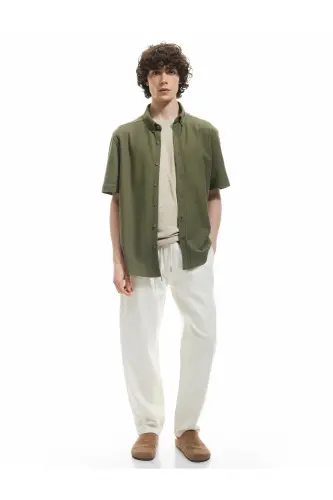 Хлопковая тенниска-поло Regular Fit из ткани пике с пуговицами и коротким рукавом - KOTON (1)