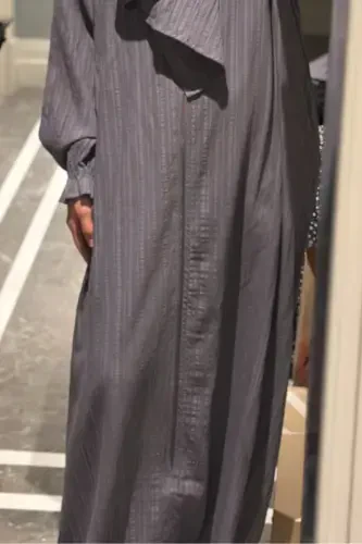 Хлопковое, качественное, легкое и мягкое полотно, цельное, практичное платье для намаза в сумке-серое - LAGOM (1)