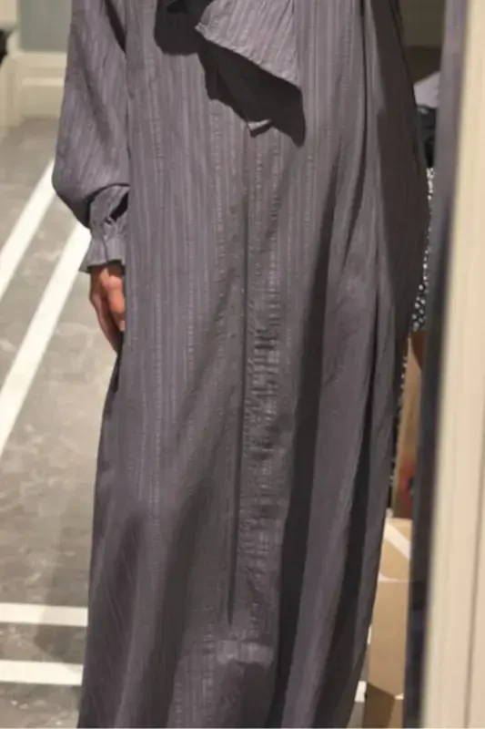 Хлопковое, качественное, легкое и мягкое полотно, цельное, практичное платье для намаза в сумке-серое - 2