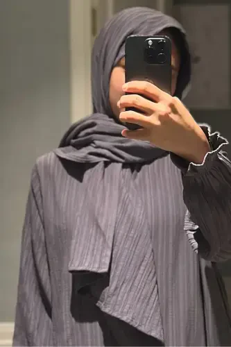 Хлопковое, качественное, легкое и мягкое полотно, цельное, практичное платье для намаза в сумке-серое - 3