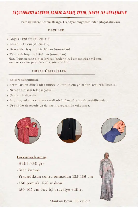 Хлопковое платье для намаза с цветочным узором, легко надеваемое и практичное, из одного куска ткани - 8