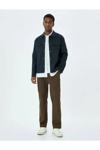 Хлопковые брюки чинос габардин с карманами - Кофе - 1