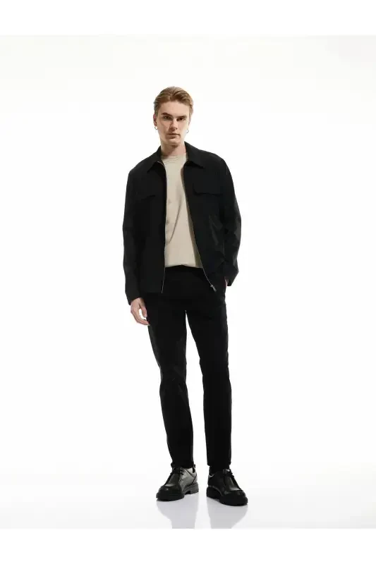 Хлопковые брюки чинос Slim Fit с пуговицами и карманами - 5