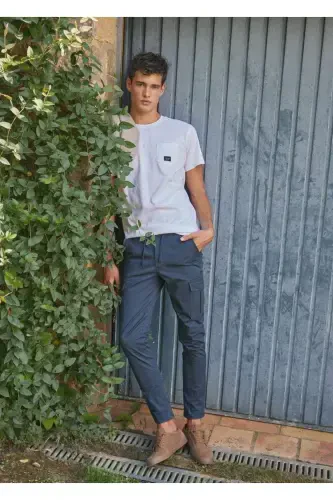 Хлопковые брюки карго - темно-синие - 8